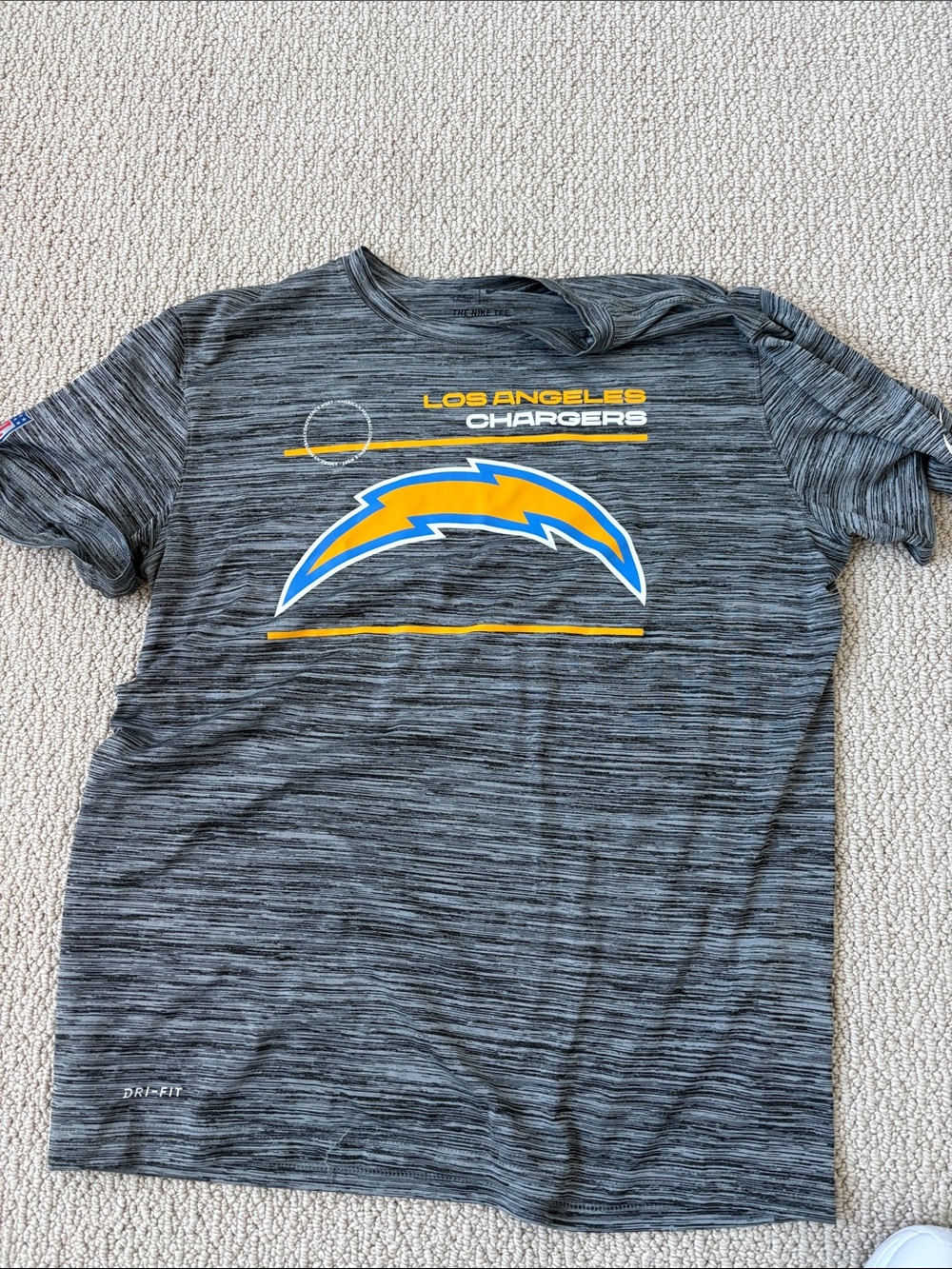 Nike Los Angeles Chargers Gray Heather Short-Sleeve Logo Tee